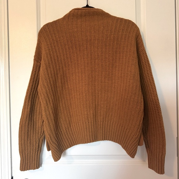 Madewell Chunky Knit Mockneck Wool Cotton Blend Button-Detail Small Sweater - Picture 4 of 7